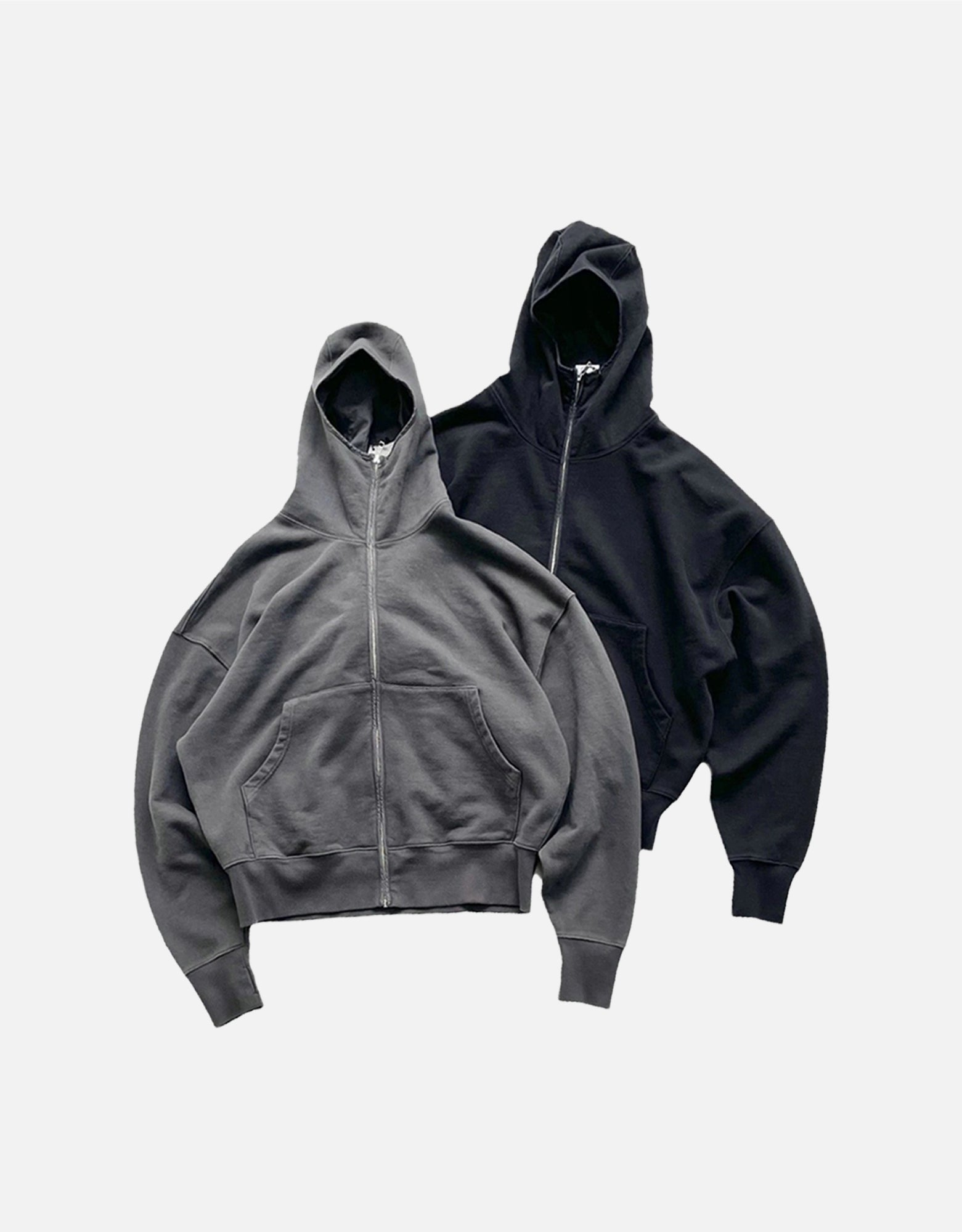 FAR ARCHIVE Vibe High-Street Masked Zip Washed Distressed Hoodie