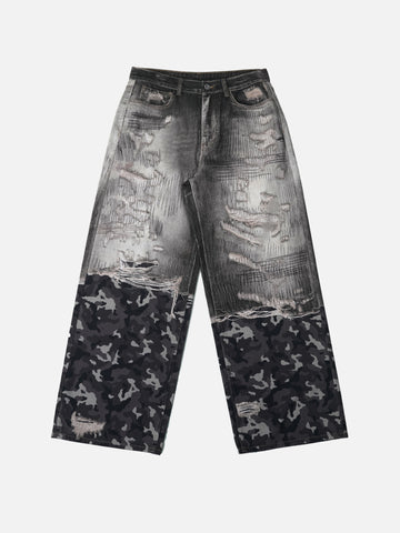 Digital Printing Wide Leg DesignerJeans camo  Baggy Jeans
