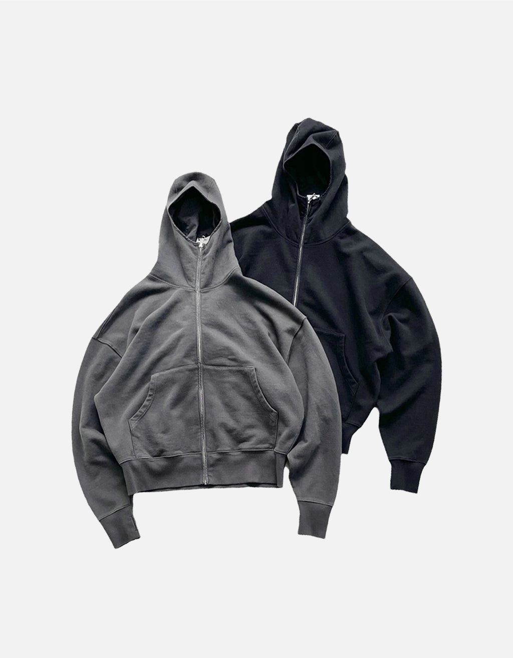 FAR ARCHIVE Vibe High-Street Masked Zip Washed Distressed Hoodie
