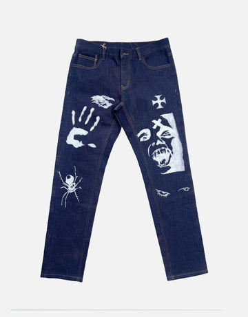 dark blue Halloween denim jeans