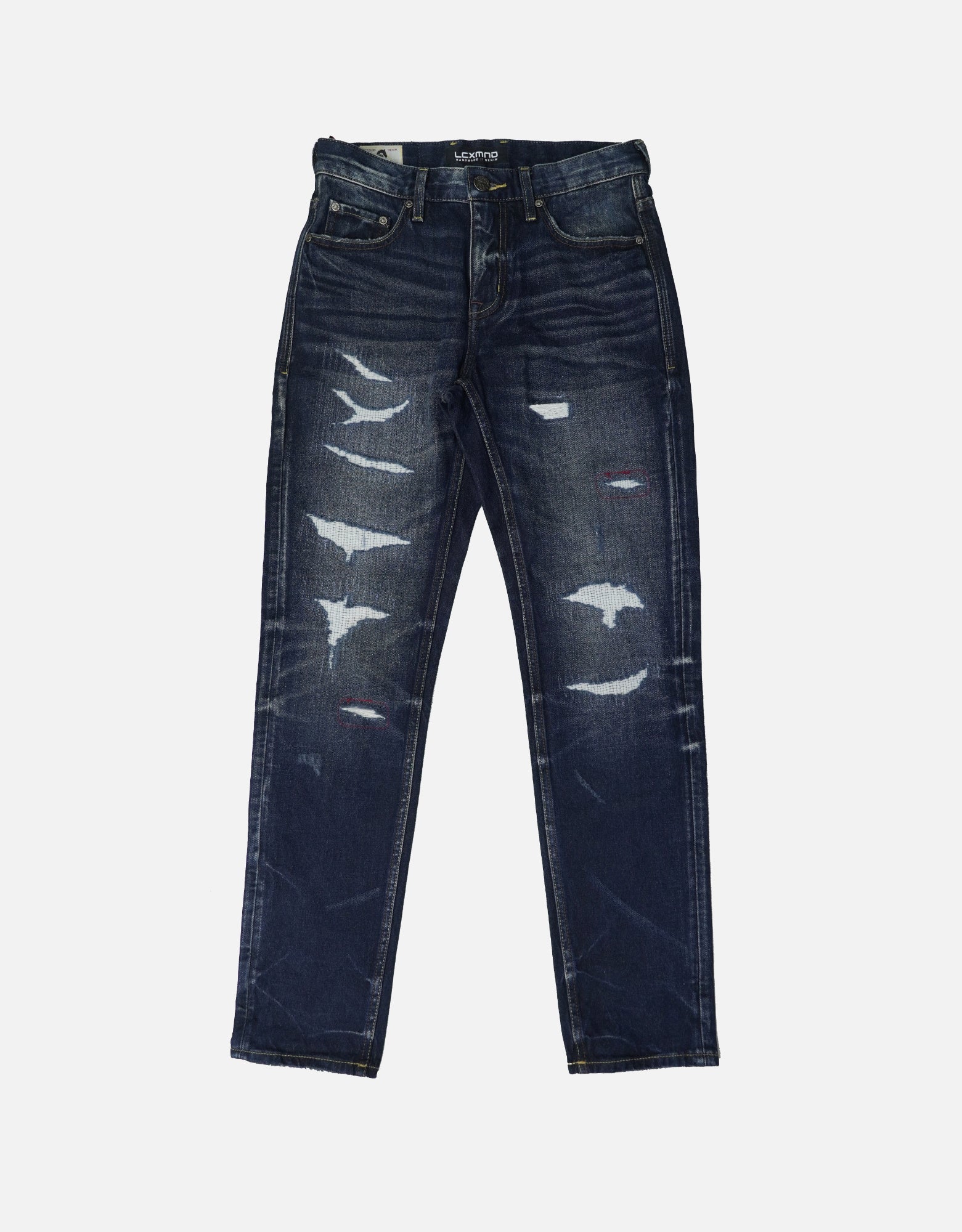 blue denim vintage washed distressed jeans