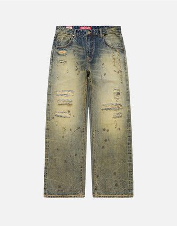 Selvedge Denim Patch Washed Jeans