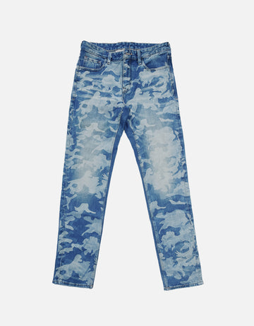 camouflage laser denim jeans