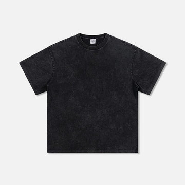 250G heavyweight washed small neckline cotton short sleeve t-shirt