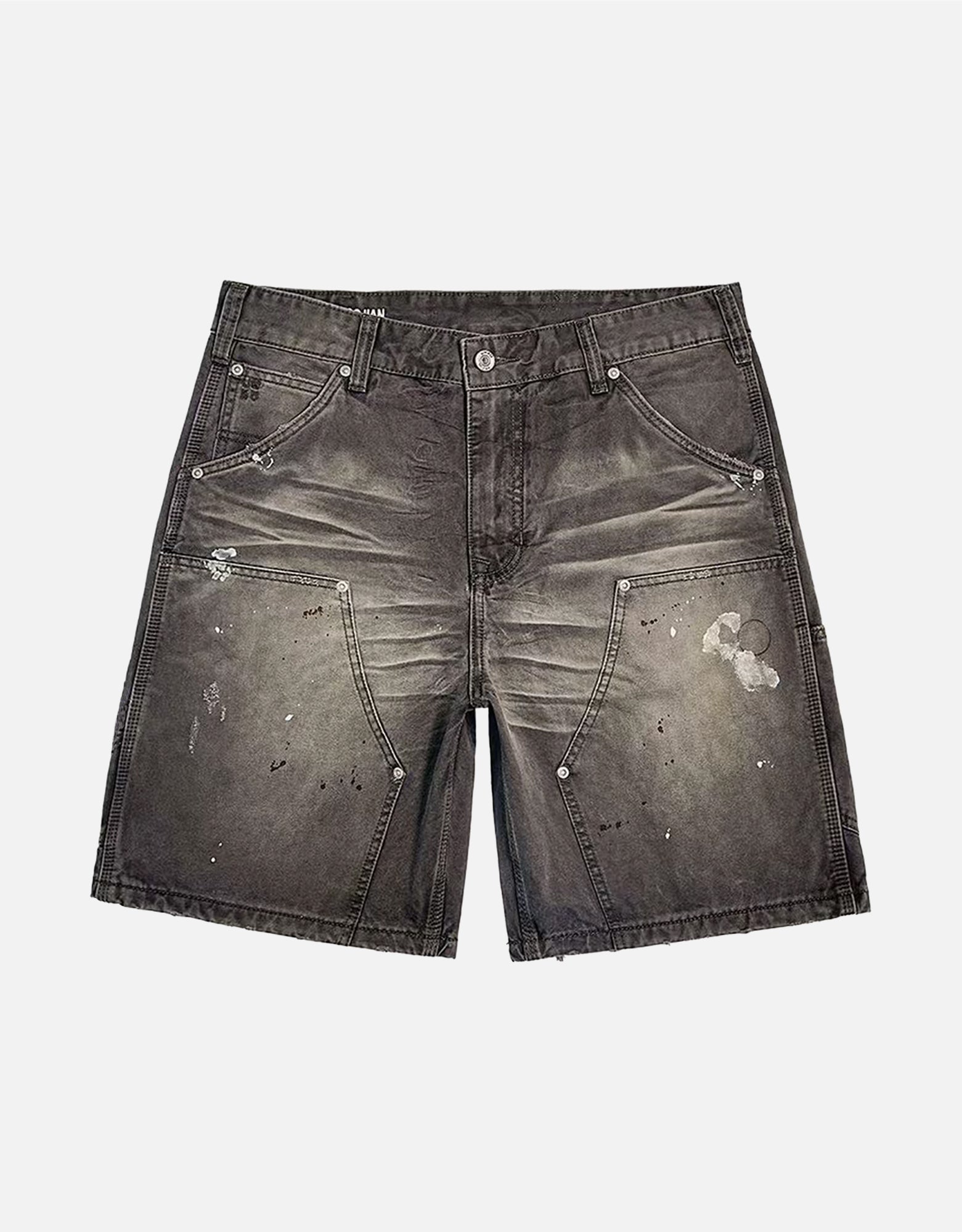 dark gray washed denim shorts
