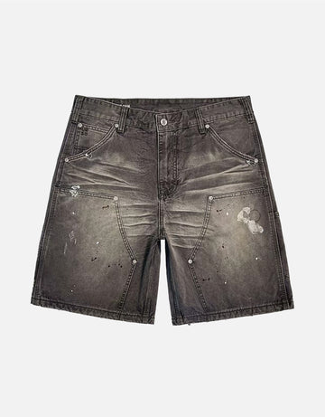 dark gray washed denim shorts