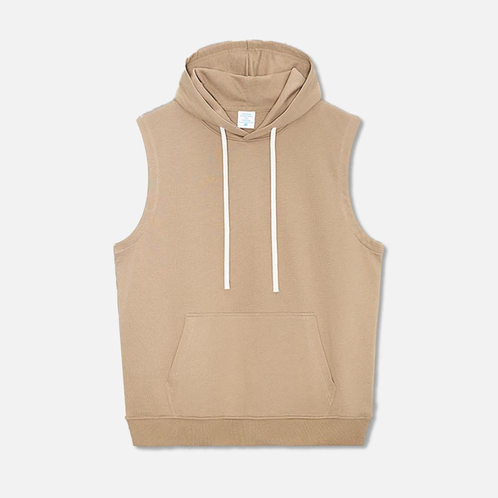280G Solid Color Hooded Casual Men's Tank Top