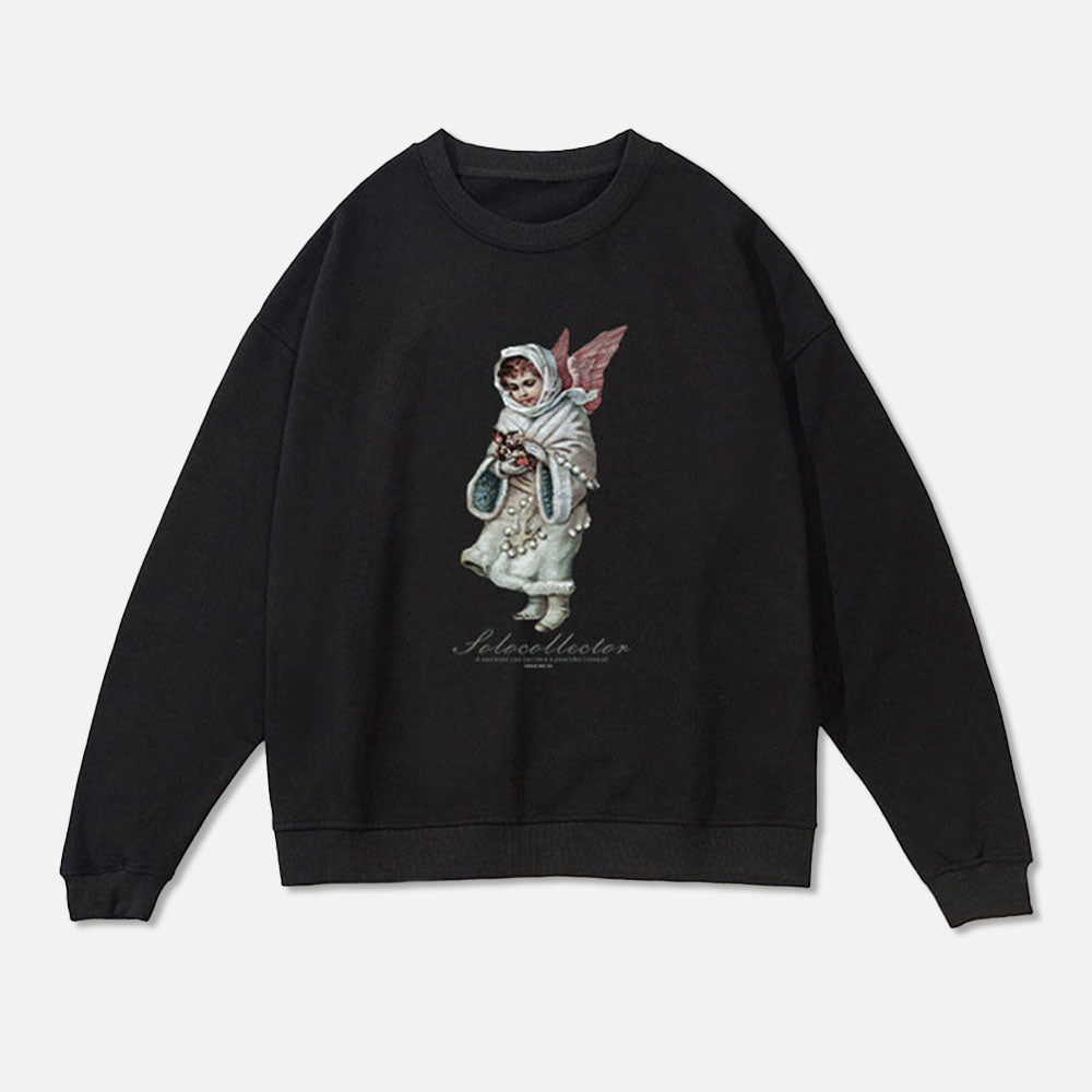 370G Terry Personalized Pattern Print Casual Loose Sweatshirt