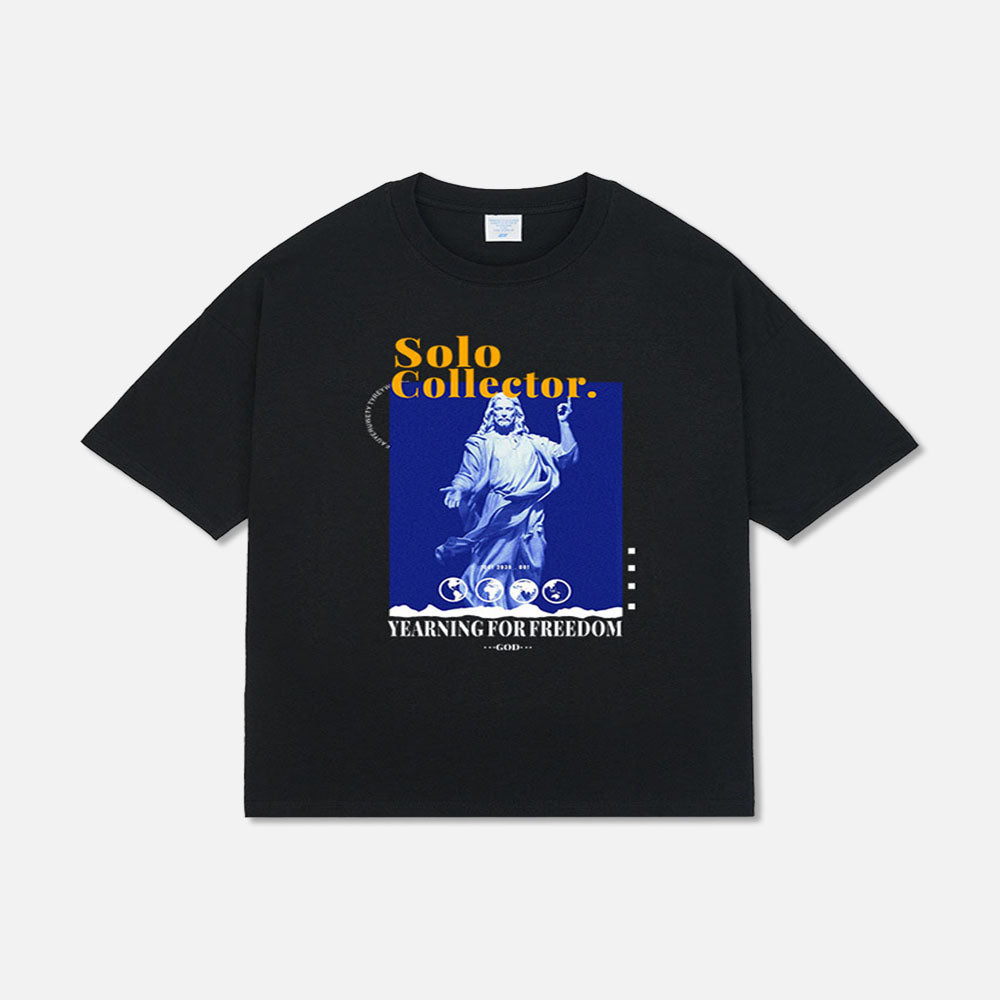 240G Cotton Printed Unisex Loose Half Sleeve T-shirt