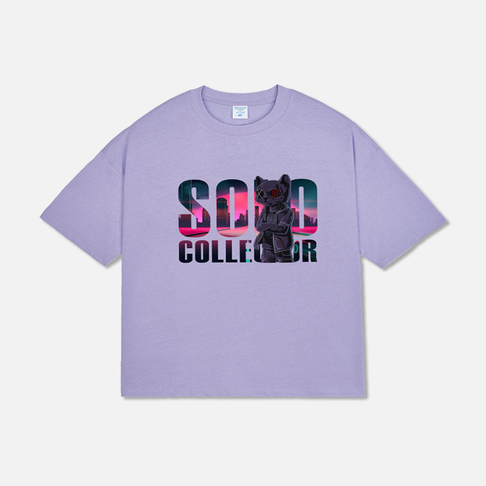 240G Cartoon print round neck loose unisex cotton short sleeve t-shirt