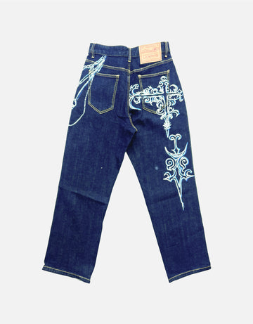 retro charm  hand-painted denim jeans