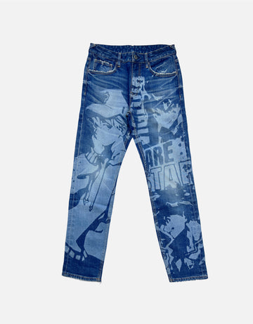 character laser denim jeans
