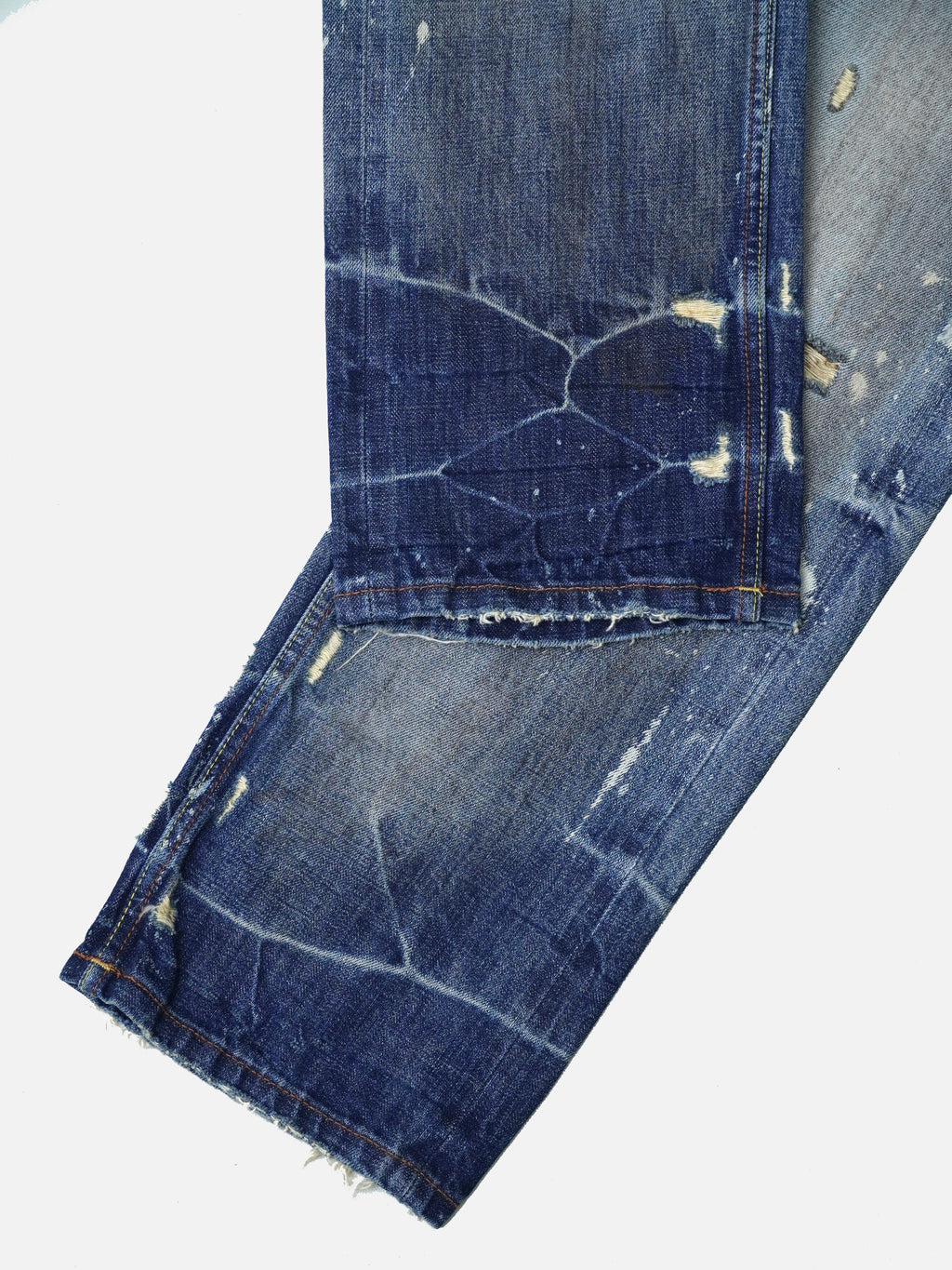 Ink-Splatter Washed Loose Straight Distressed Jeans
