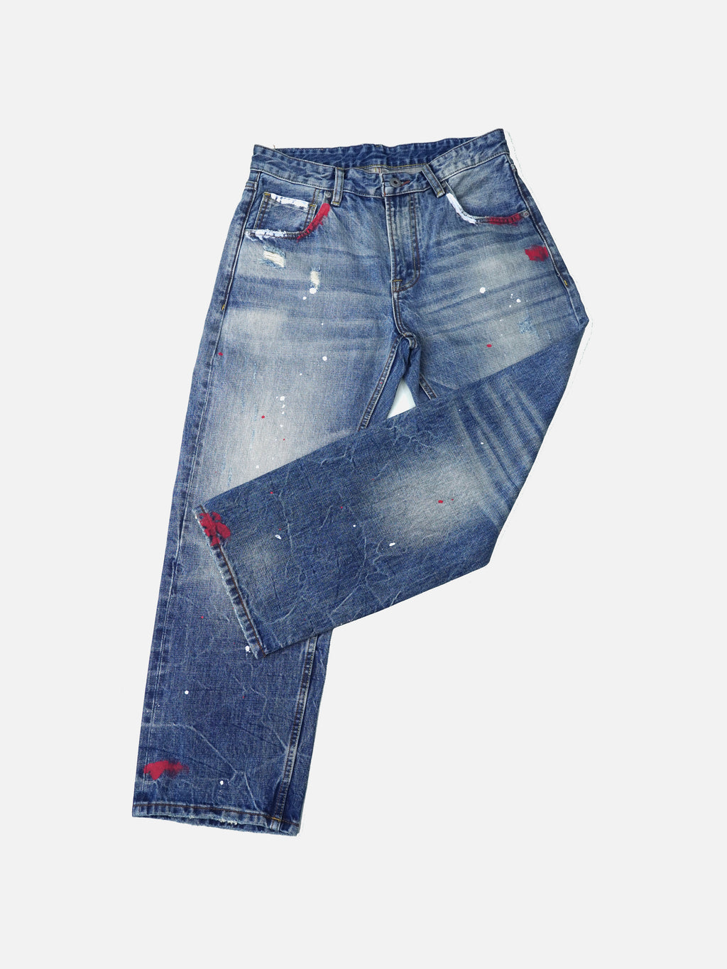 Washed  Low-Waist Loose Straight Wide-Leg Jeans