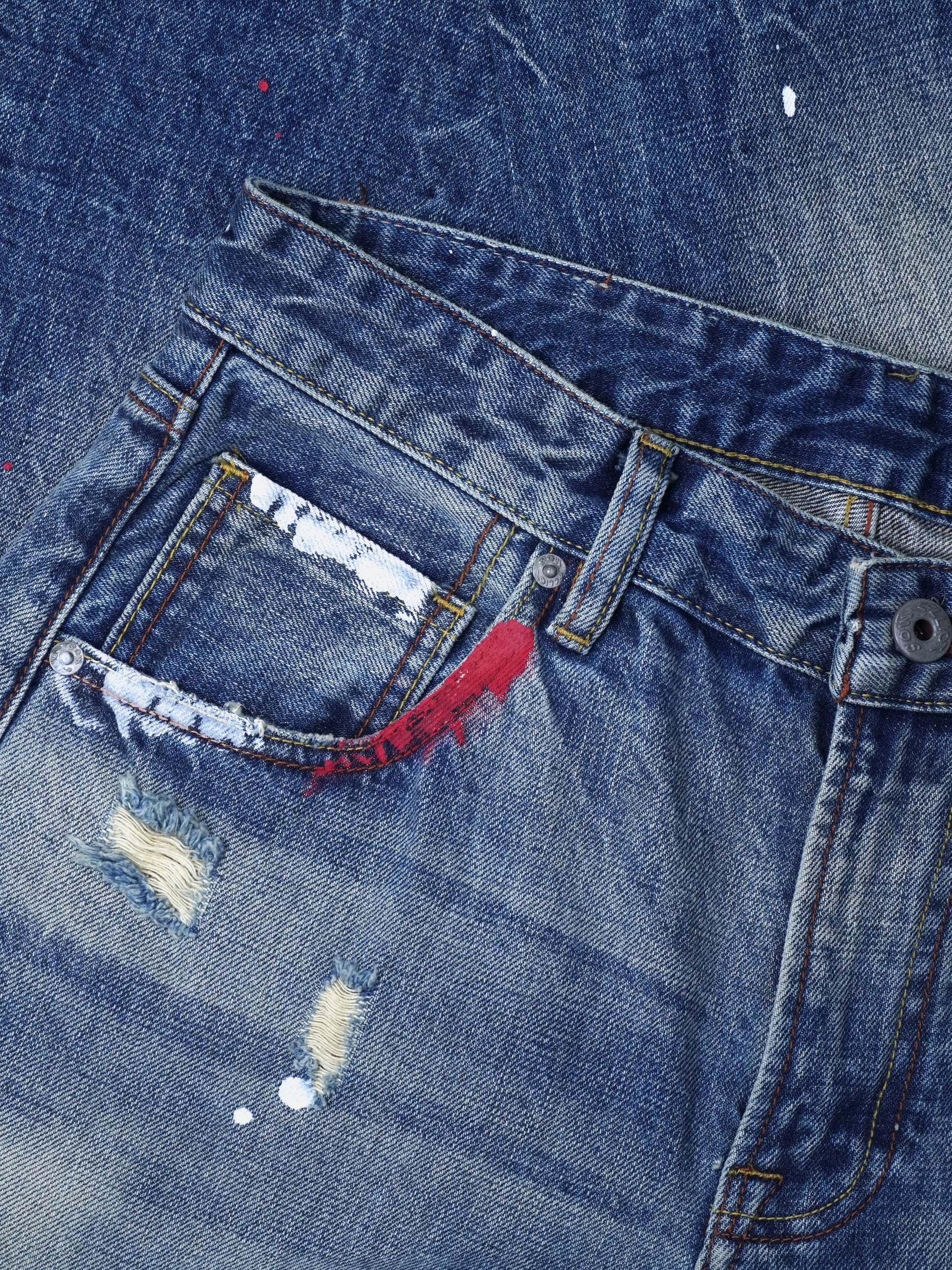 Washed  Low-Waist Loose Straight Wide-Leg Jeans