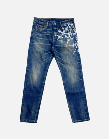 hand - painted  blue jeans