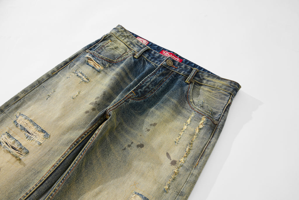 Selvedge Denim Patch Washed Jeans