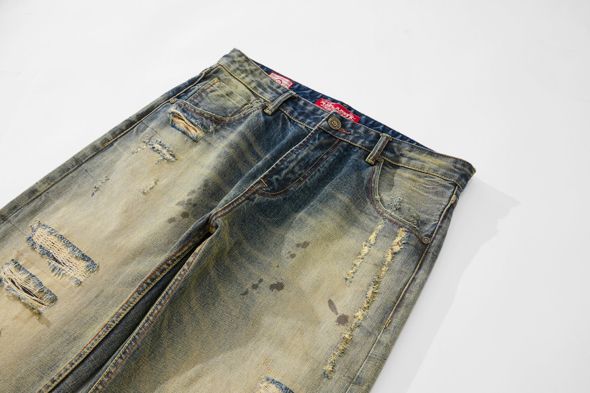 Selvedge Denim Patch Washed Jeans