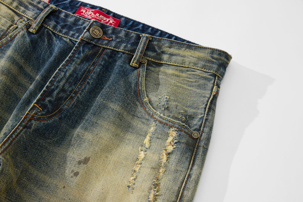 Selvedge Denim Patch Washed Jeans