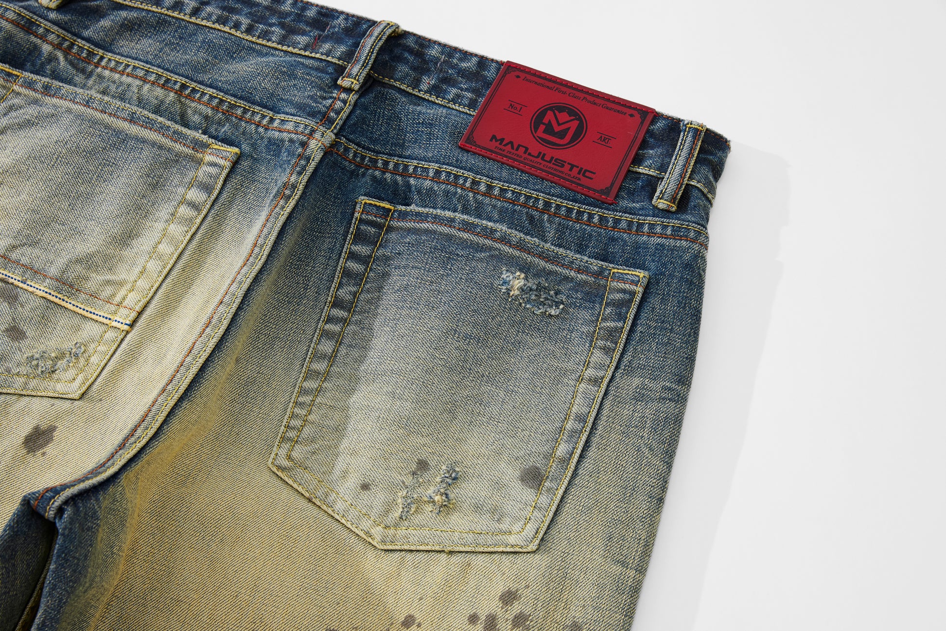 Selvedge Denim Patch Washed Jeans