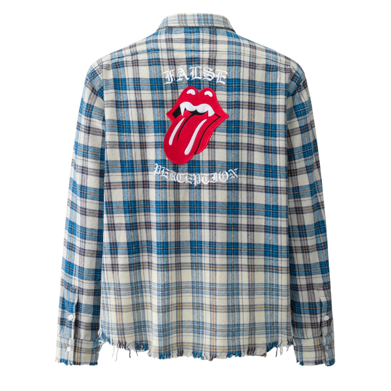 Faded Gradient Washed Distressed Blood-Tooth Shirt