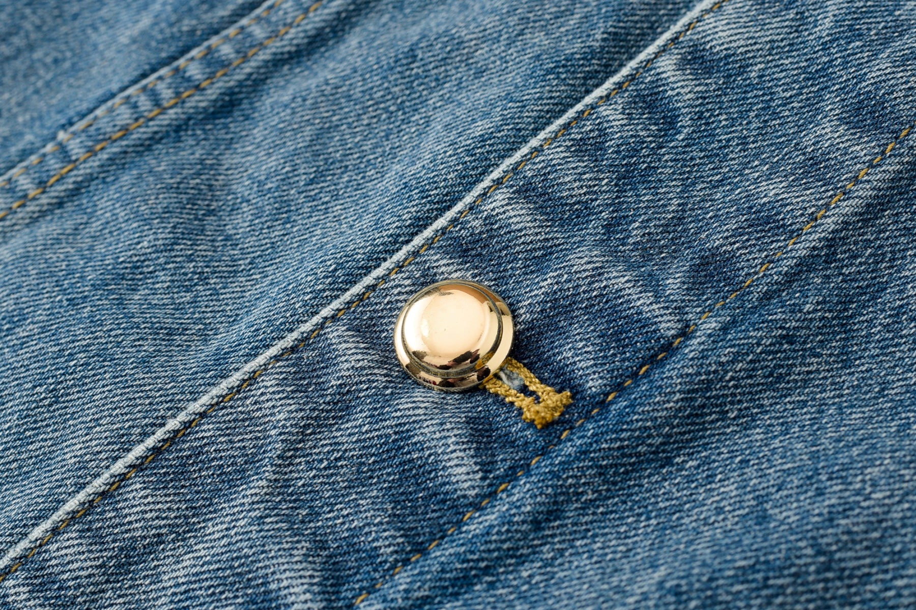 Washed Distressed Gold Button Denim Jacket