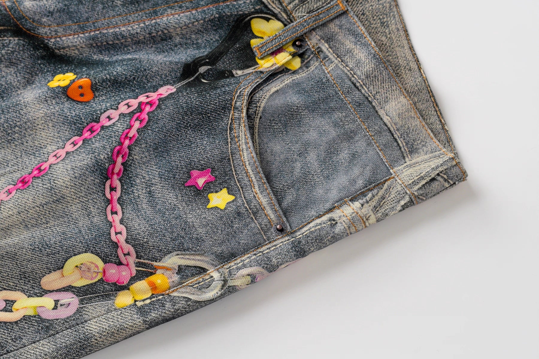 DIGITAL PRINTING WIDE LEG DESIGNER JEANS