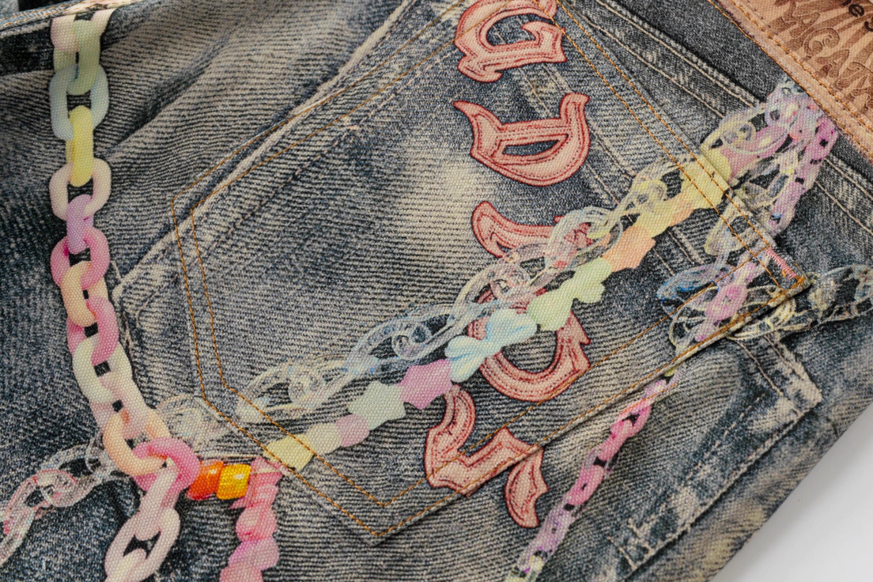 DIGITAL PRINTING WIDE LEG DESIGNER JEANS