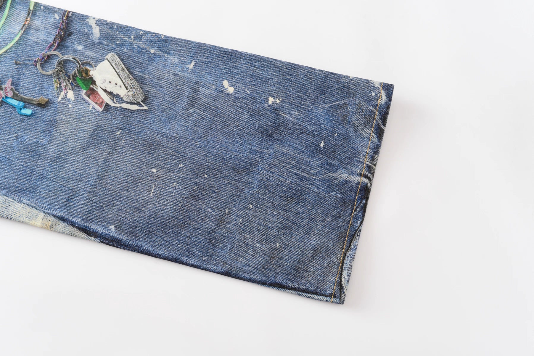 3D Digital printed wide-leg jeans