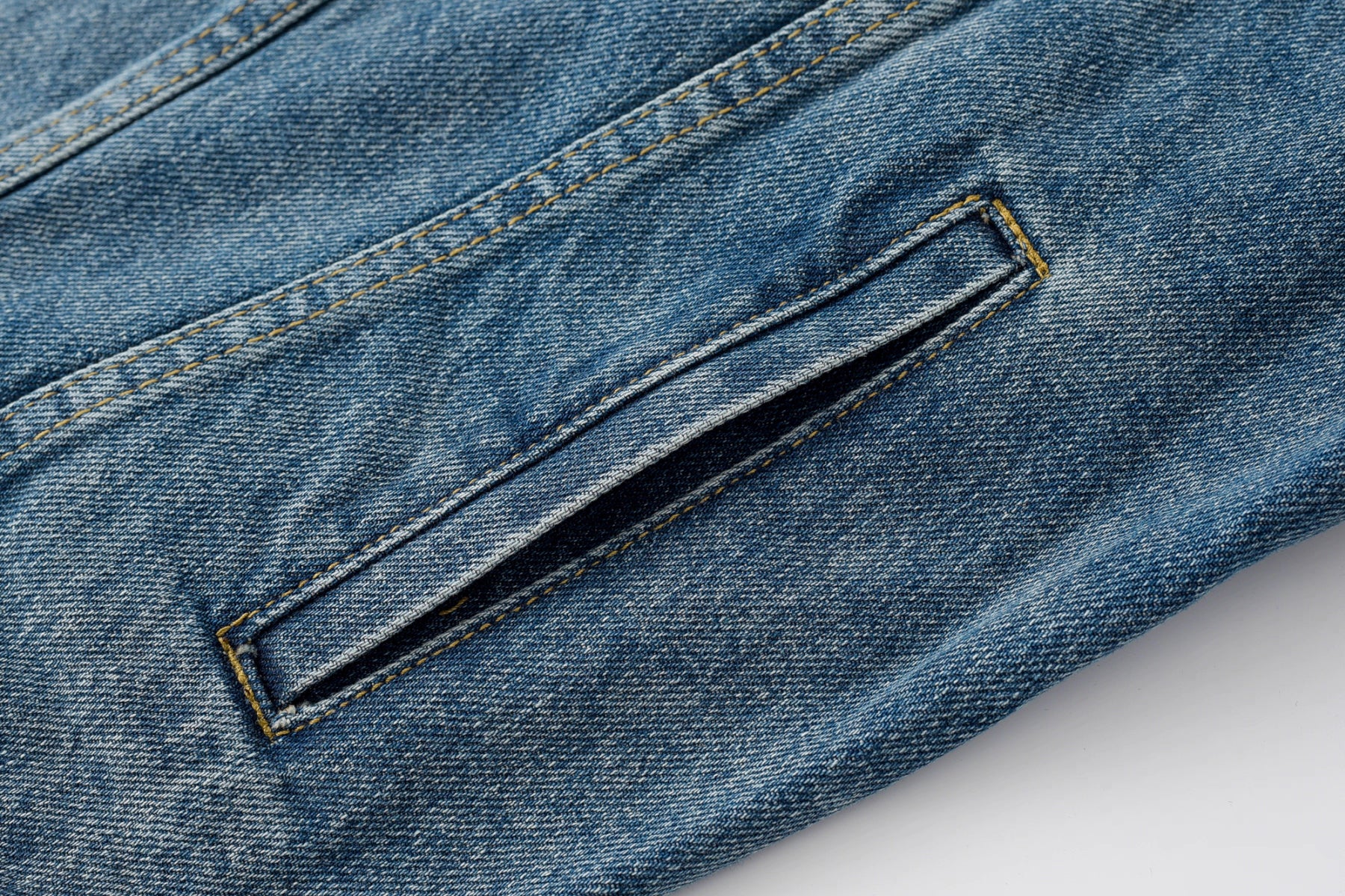 Washed Distressed Gold Button Denim Jacket