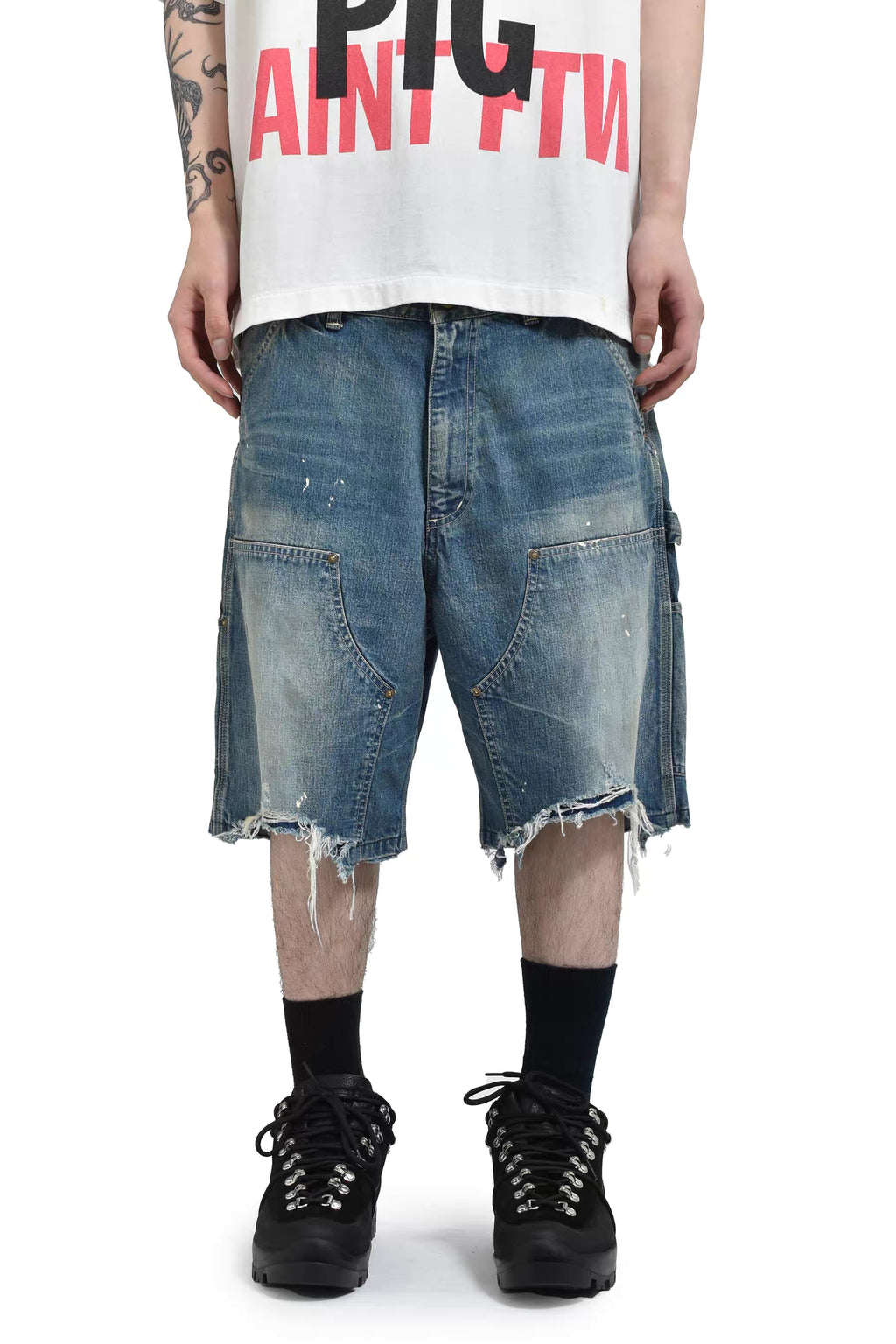 Washed-Blue Tannin denim fabric short