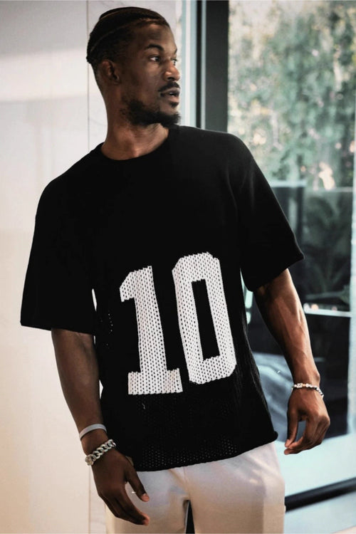 ASKYURSELF V13 Openwork Jacquard American Layered Short-Sleeve T shirt