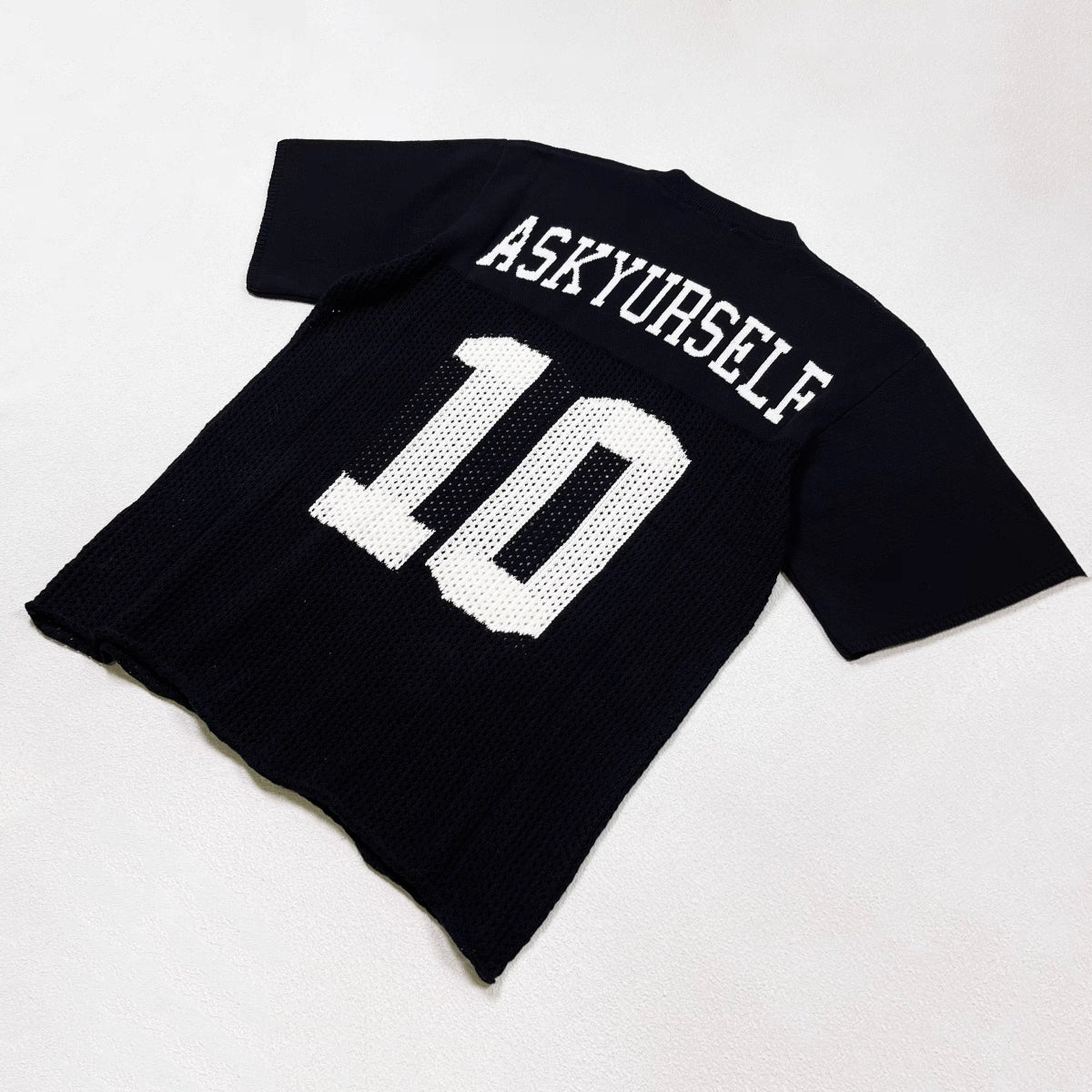 ASKYURSELF V13 Openwork Jacquard American Layered Short-Sleeve T shirt