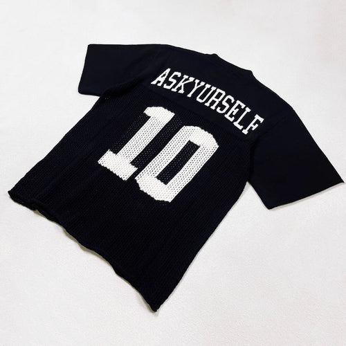 ASKYURSELF V13 Openwork Jacquard American Layered Short-Sleeve T shirt
