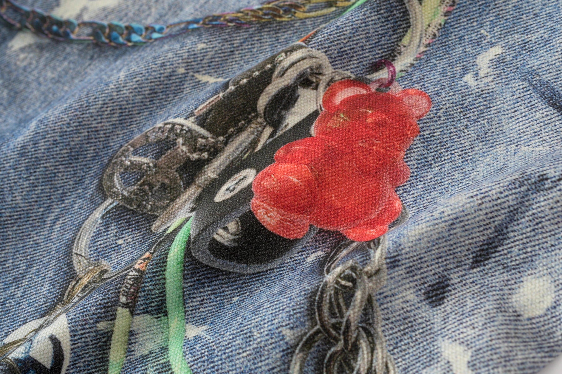 3D Digital printed wide-leg jeans