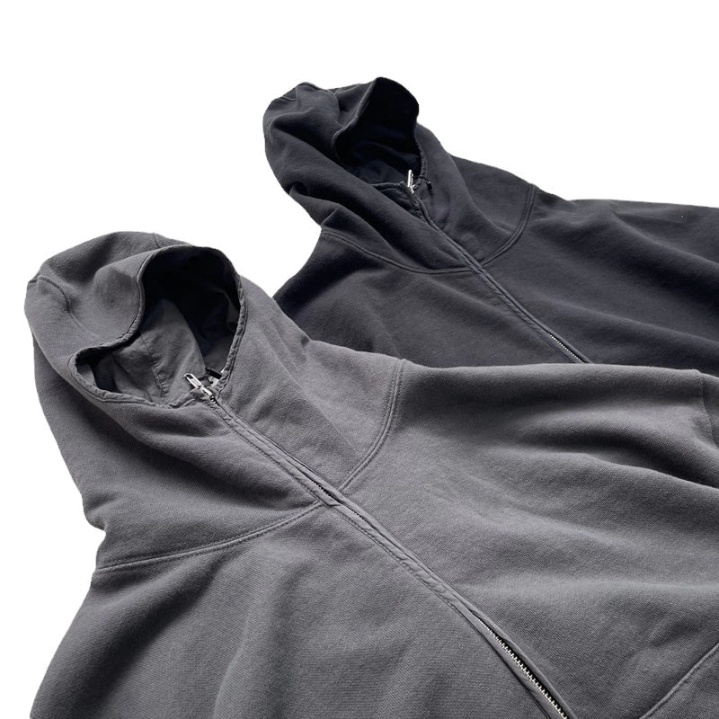 FAR ARCHIVE Vibe High-Street Masked Zip Washed Distressed Hoodie