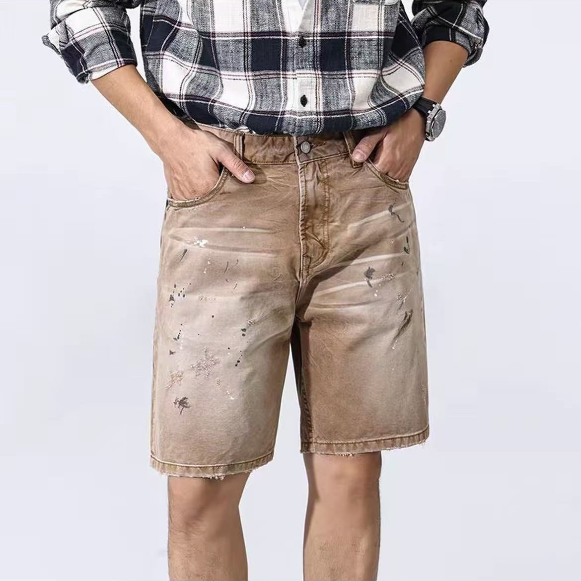 Begie washed denim shorts